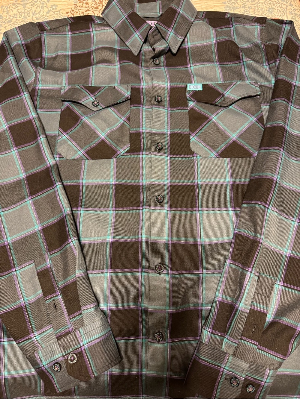 Dixxon  “Resilience” mens Long Sleeve Flannel Pearl Button Shirt 2X TALL- NWOT